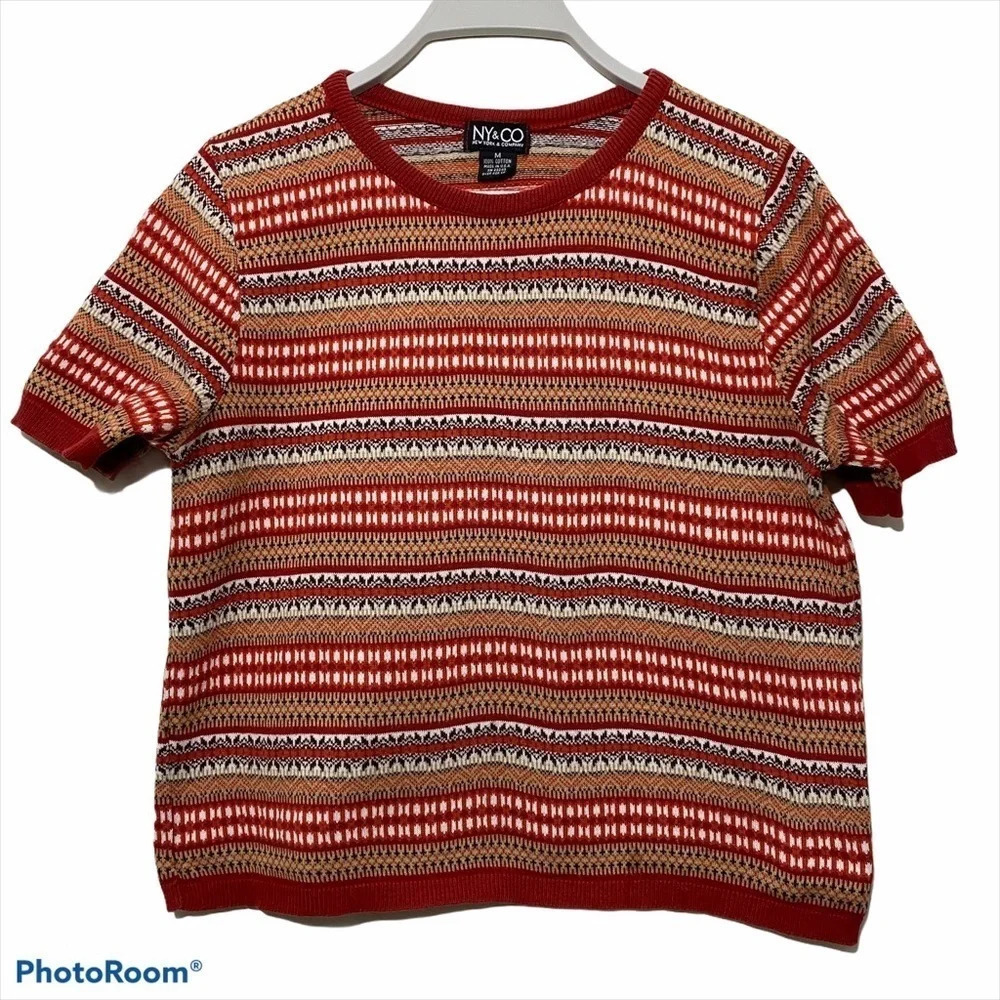 NY&Company Fair Isle Short sleeve cotton Sweater